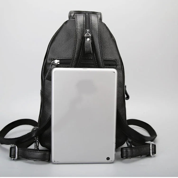 Genuine Leather Small Backpack Multi-Layer Anti-Theft Bag-Backpacks-Black-Free Shipping Leatheretro