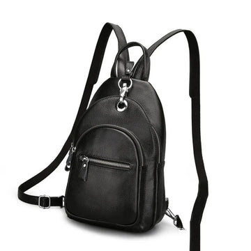 Genuine Leather Small Backpack Multi-Layer Anti-Theft Bag-Backpacks-Black-Free Shipping Leatheretro
