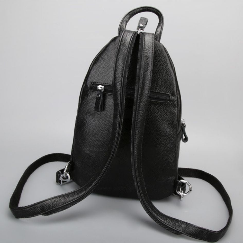 Genuine Leather Small Backpack Multi-Layer Anti-Theft Bag-Backpacks-Black-Free Shipping Leatheretro