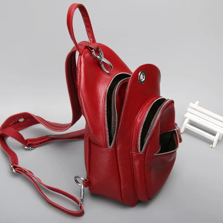 Genuine Leather Small Backpack Multi-Layer Anti-Theft Bag-Backpacks-Black-Free Shipping Leatheretro