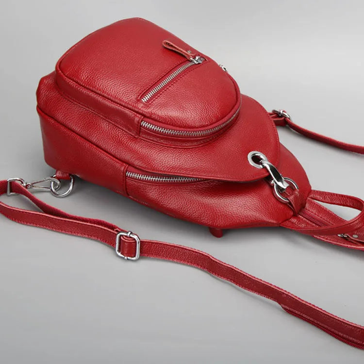 Genuine Leather Small Backpack Multi-Layer Anti-Theft Bag-Backpacks-Black-Free Shipping Leatheretro