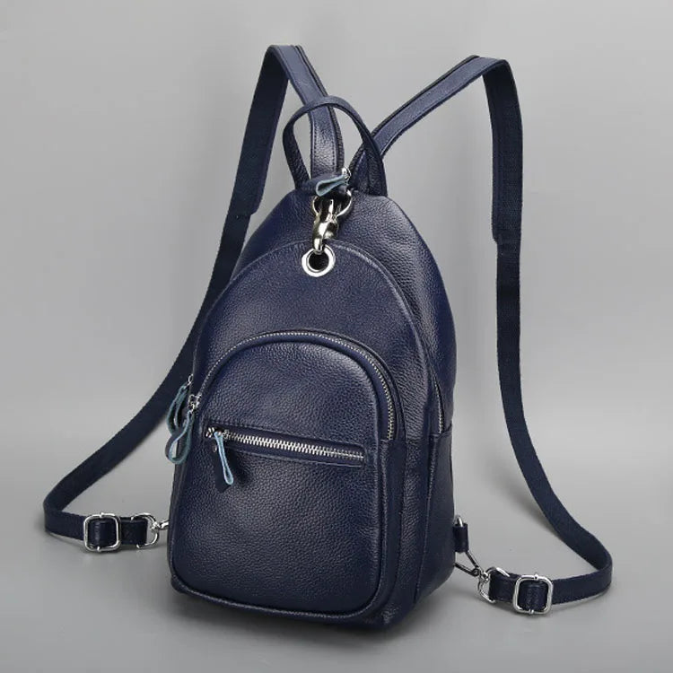 Genuine Leather Small Backpack Multi-Layer Anti-Theft Bag-Backpacks-Black-Free Shipping Leatheretro