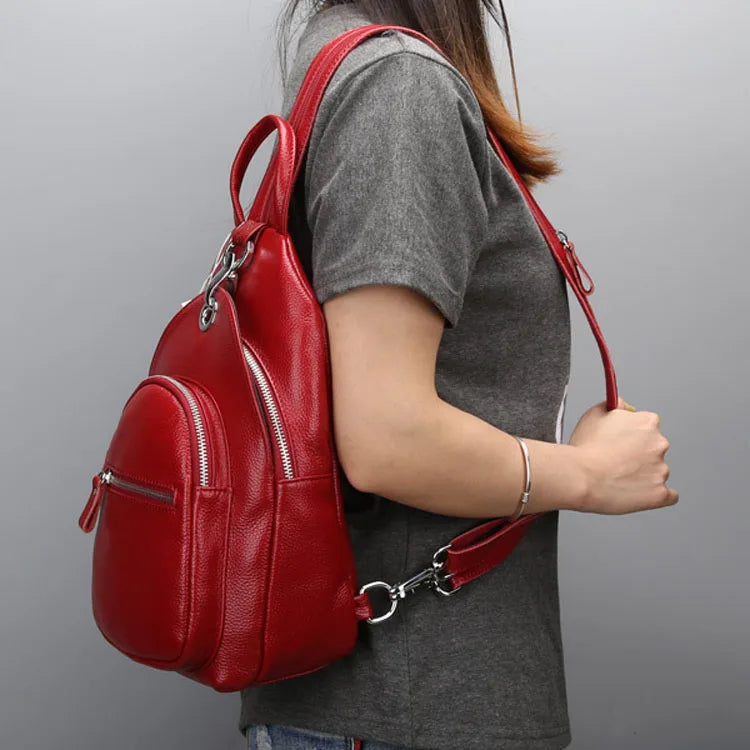Genuine Leather Small Backpack Multi-Layer Anti-Theft Bag-Backpacks-Black-Free Shipping Leatheretro