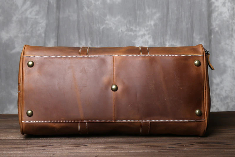 Genuine Leather Travel Bag with Shoe Pocket Travel Duffle-Duffle Bags-Black-Free Shipping Leatheretro