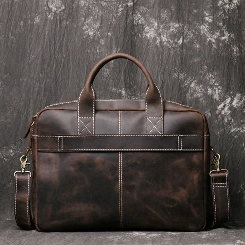 Men's Genuine Leather Vintage Briefcase-Briefcase-Dark Brown-Free Shipping Leatheretro