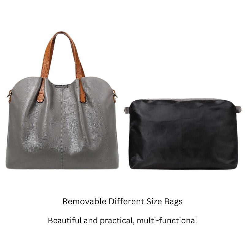 Genuine Leather Women Handbag-Handbags-Gray-Free Shipping Leatheretro