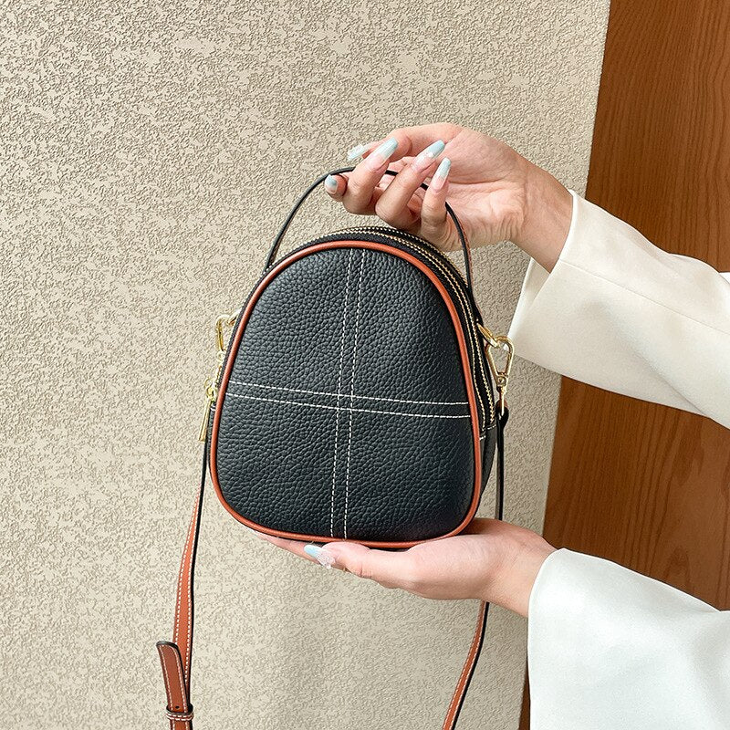 Genuine Leather Women's Small Shoulder Bag-Handbags-Black-Free Shipping Leatheretro