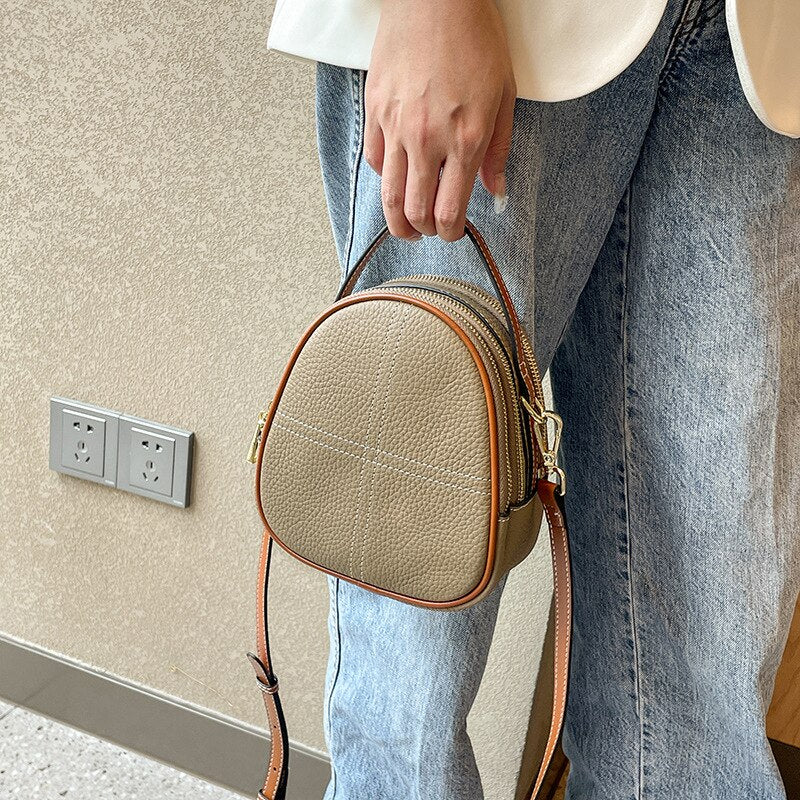 Genuine Leather Women's Small Shoulder Bag-Handbags-Black-Free Shipping Leatheretro