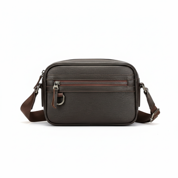 Genuine Leather Men's Crossbody Bag Luxury Cowhide Fashion Bag-Messenger Bag-Coffee-Free Shipping Leatheretro