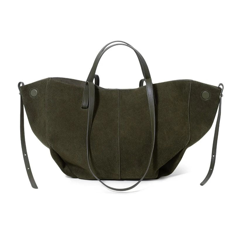 Women’s Leather Shoulder Tote – Frosted Cowhide Large Capacity Wing Bag-Brown-Free Shipping Leatheretro