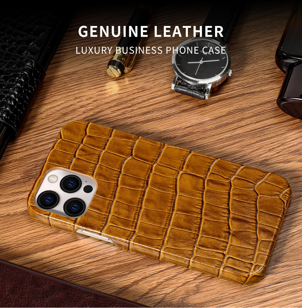 Luxury Crocodile Texture Genuine Leather iPhone Case-Mobile Phone Cases-For iphone 12-black-Free Shipping Leatheretro