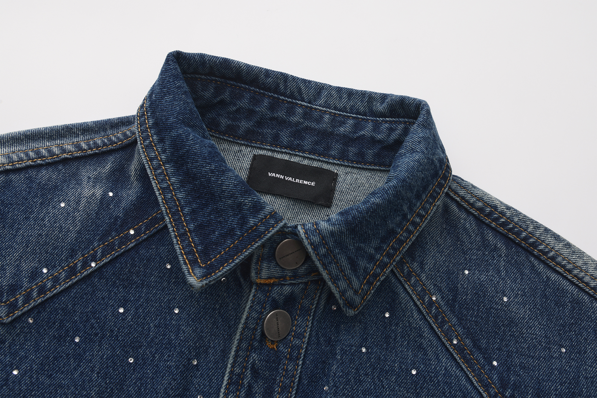 VANN VALRENCE Washed Diamond Denim Shirt Jacket-Jacket-S-Free Shipping Leatheretro