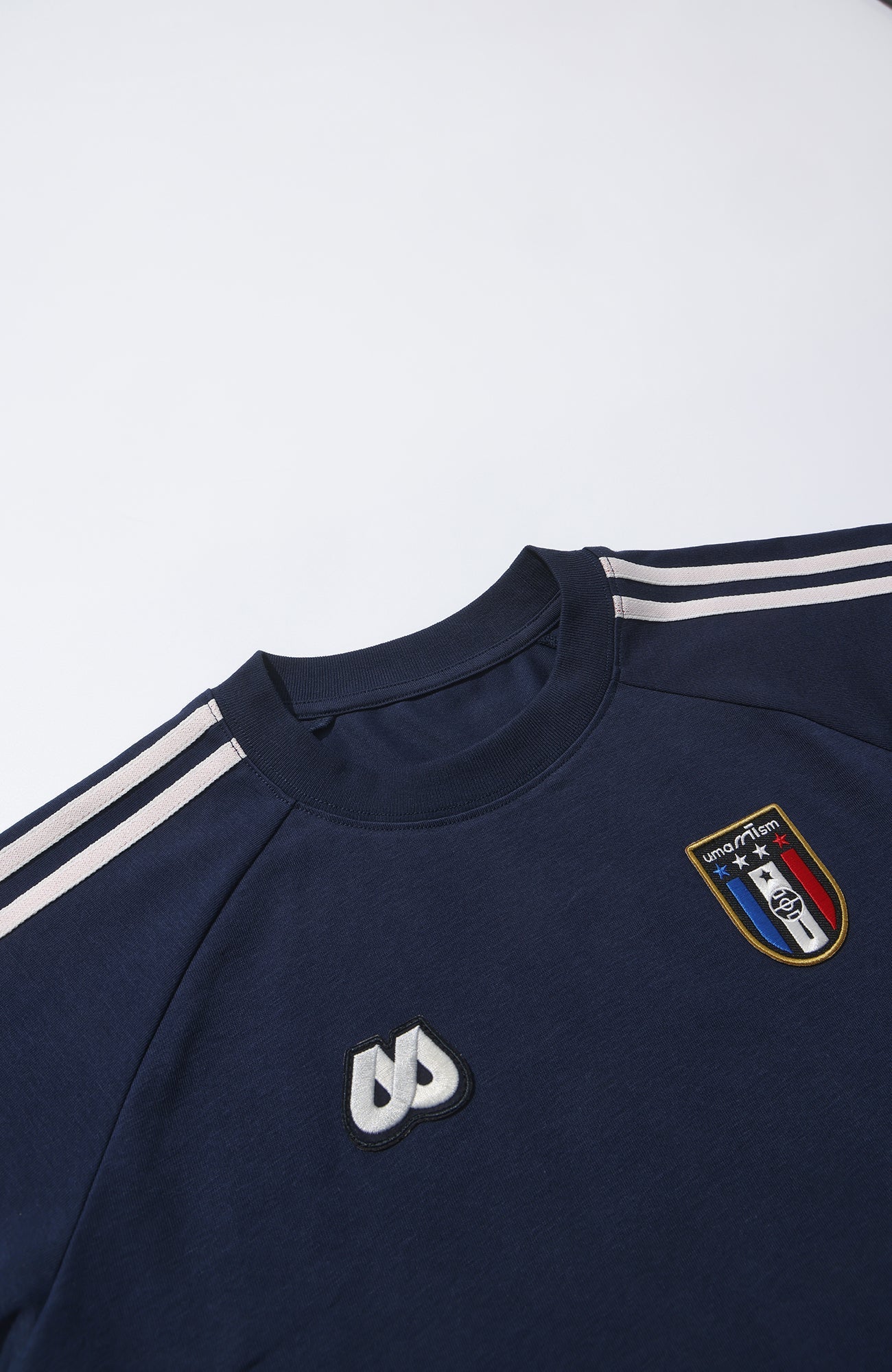 UMAMIISM Contrast Stripe Jersey Tee-T Shirt-XS-Dark Blue-Free Shipping Leatheretro