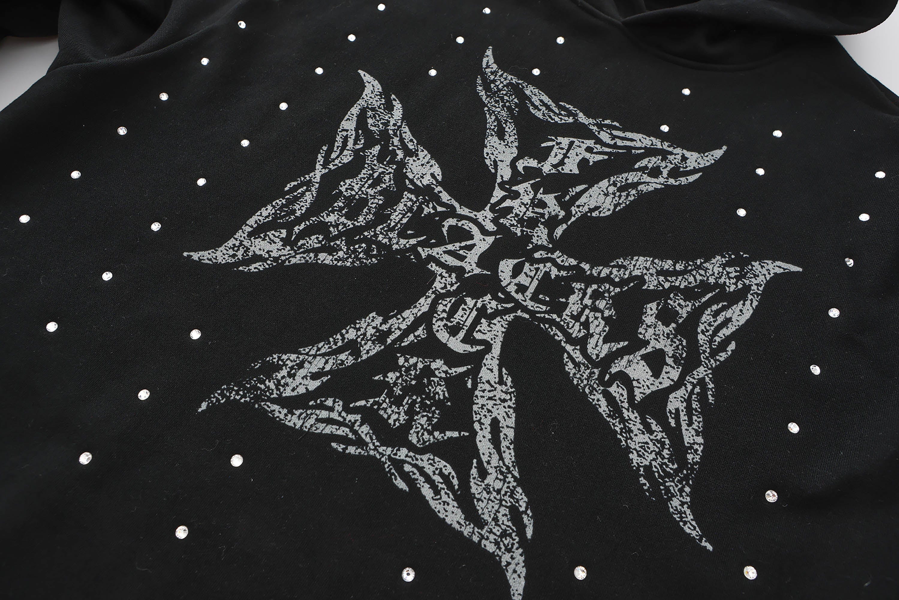 BLACK8MOB Full Studded Cross Hoodie-Hoodie-S-Free Shipping Leatheretro