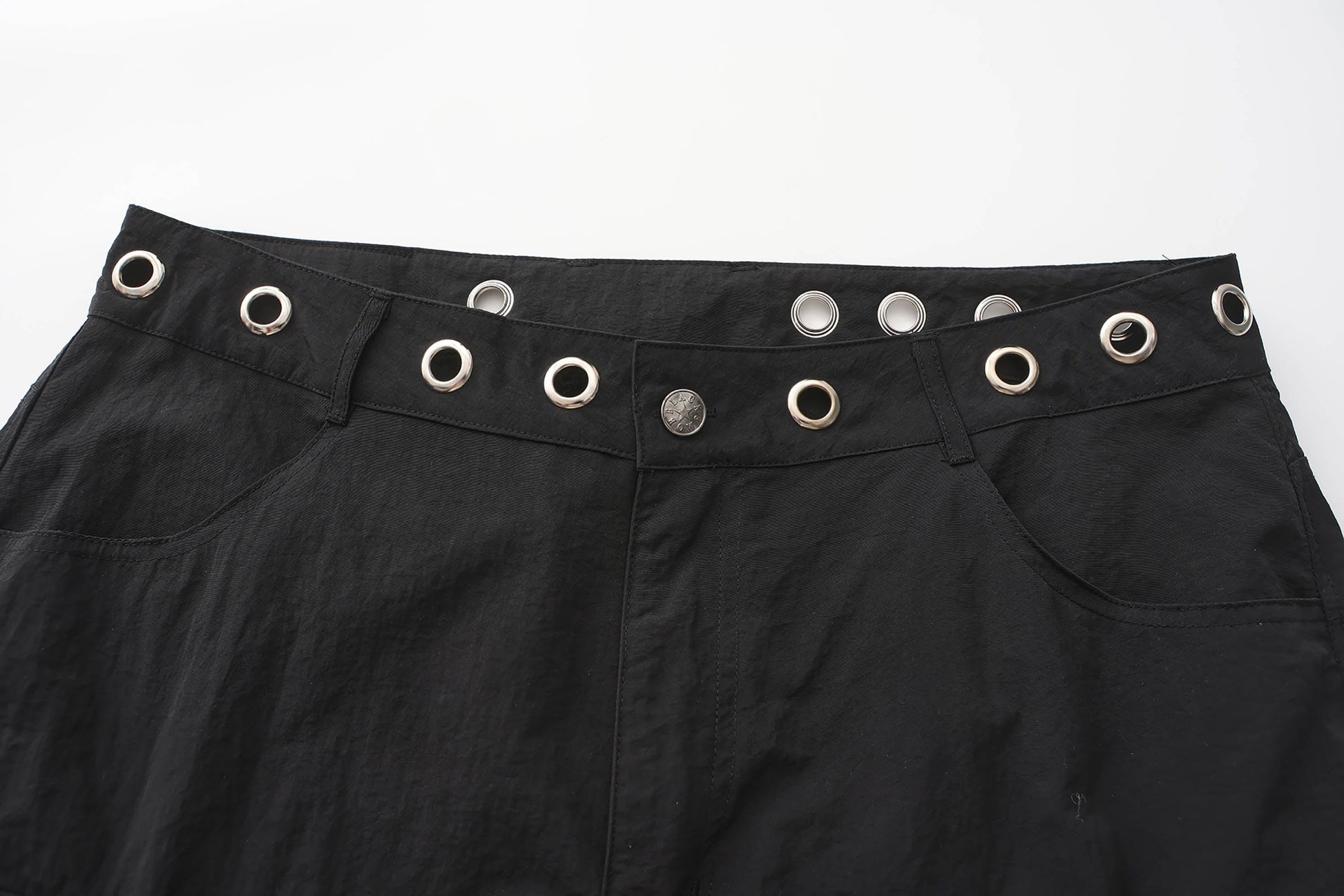 BLACK8MOB Eyelet Waist Tie Multi-Pocket Parachute Pants-Pants-S-Free Shipping Leatheretro