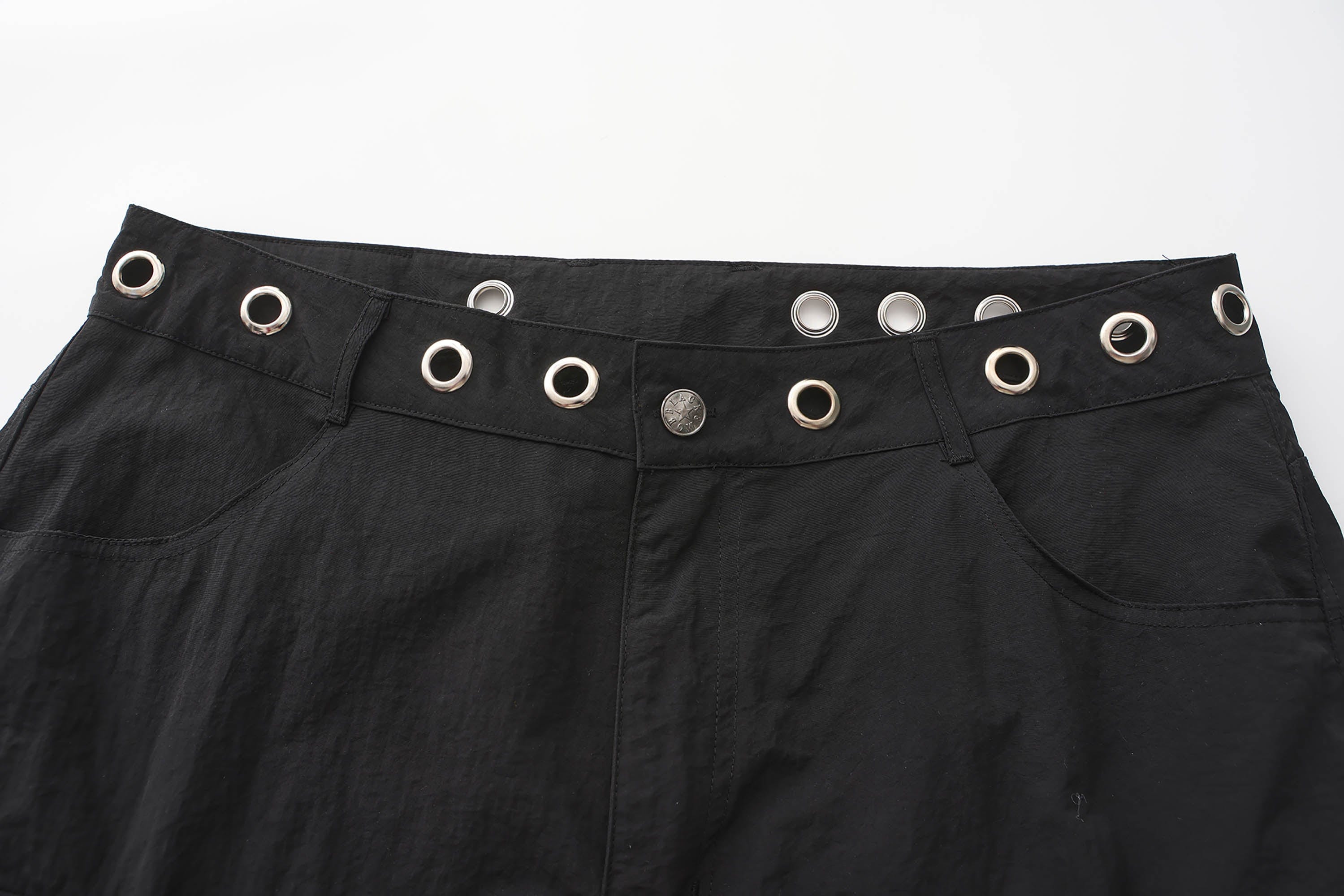 BLACK8MOB Eyelet Waist Tie Multi-Pocket Parachute Pants-Pants-S-Free Shipping Leatheretro