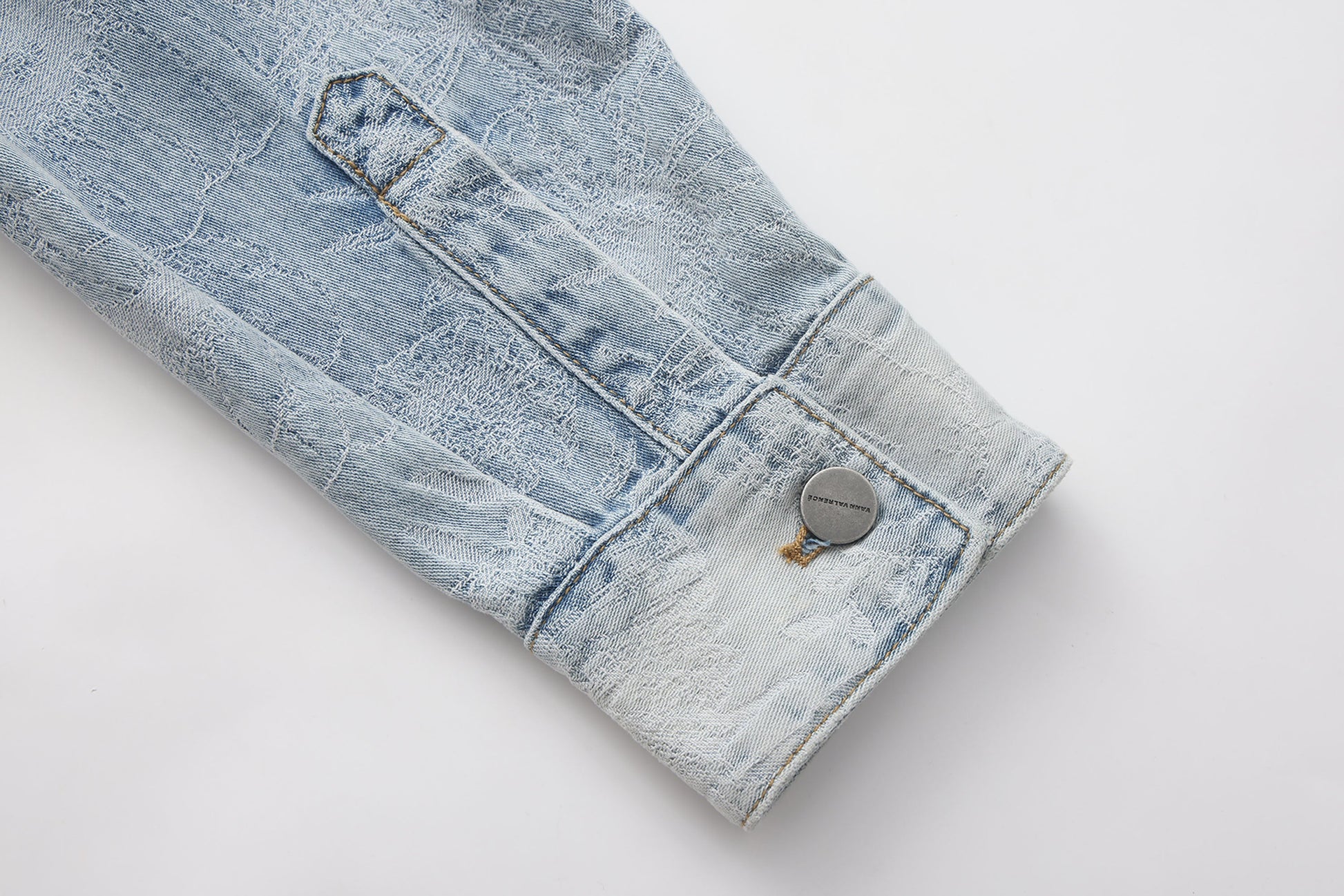 VANN VALRENCE Washed Floral Jacquard Denim Shirt-Shirt-S-Free Shipping Leatheretro