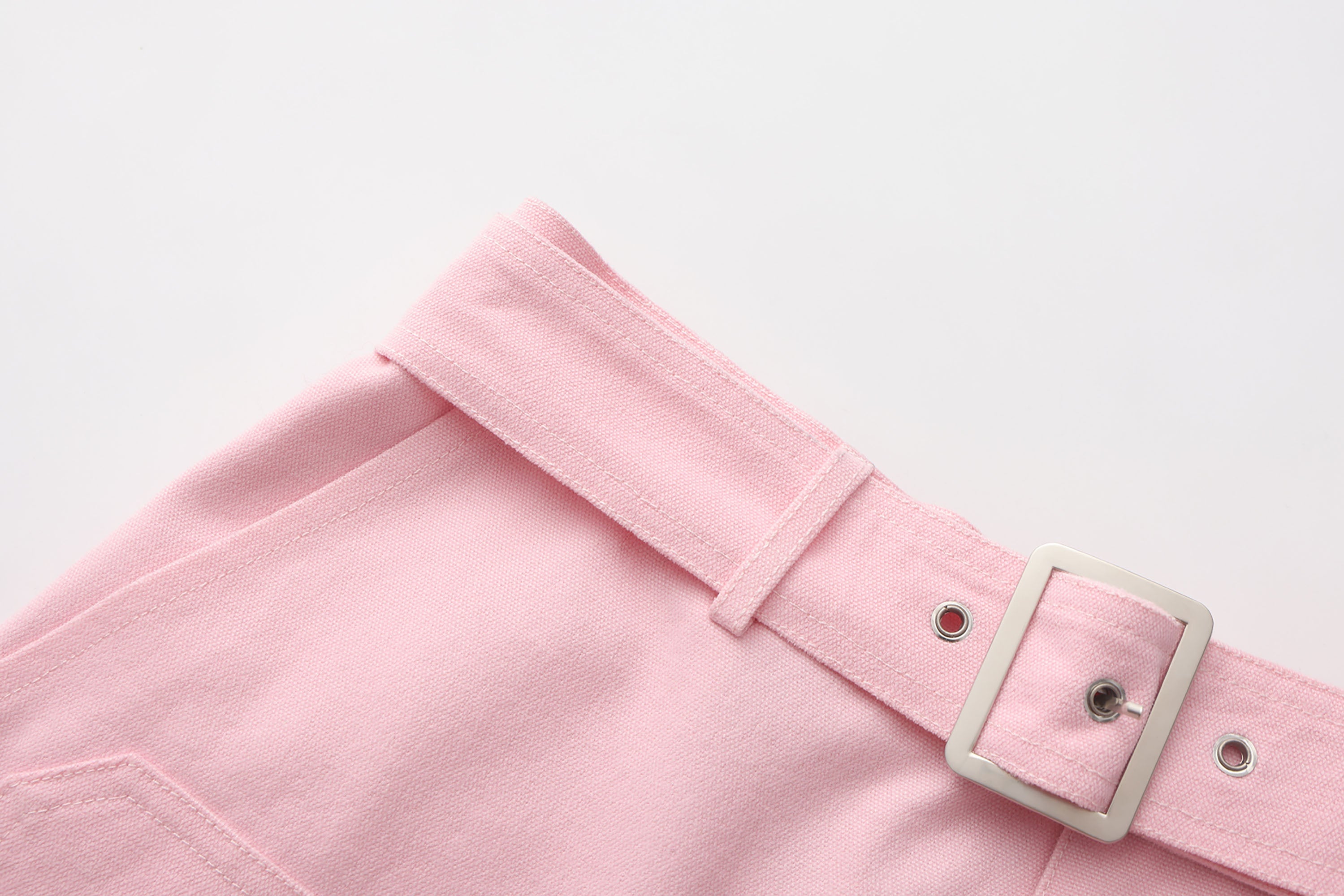 VANN VALRENCE Belt Raw-Edge Cotton Shorts-Shorts-S-Free Shipping Leatheretro