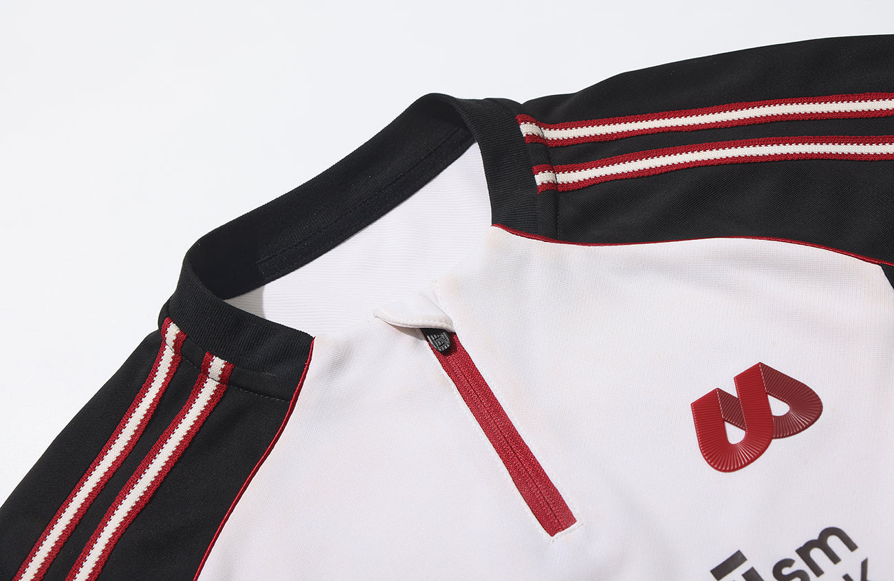 UMAMIISM Quick-Dry Striped Raglan Zip-Up Tee-L/S Tee-XS (Preorder)-White-Free Shipping Leatheretro