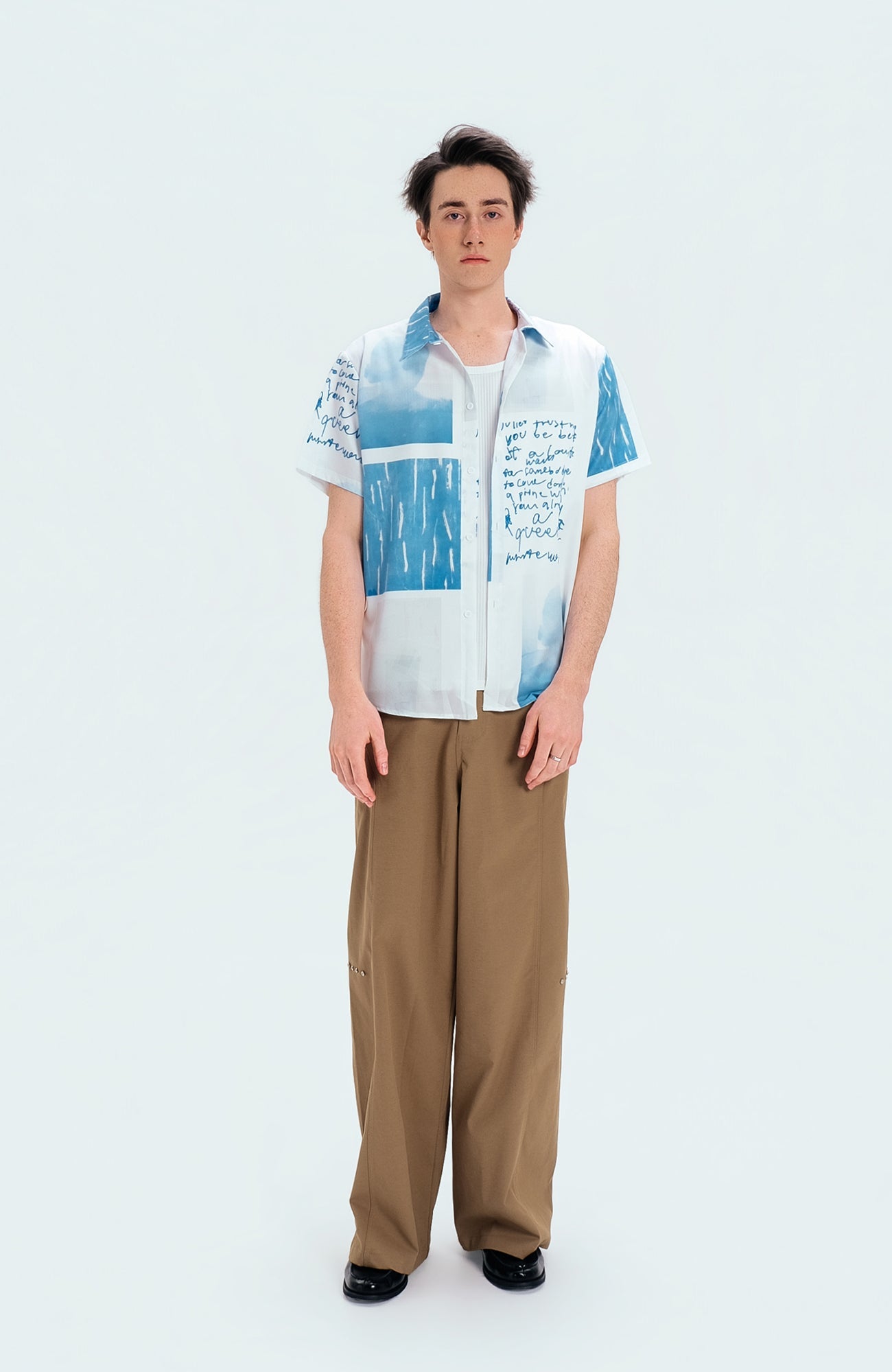 WIID Paneled Full-Print Half Shirt-Half shirt-M (Preorder)-Free Shipping Leatheretro