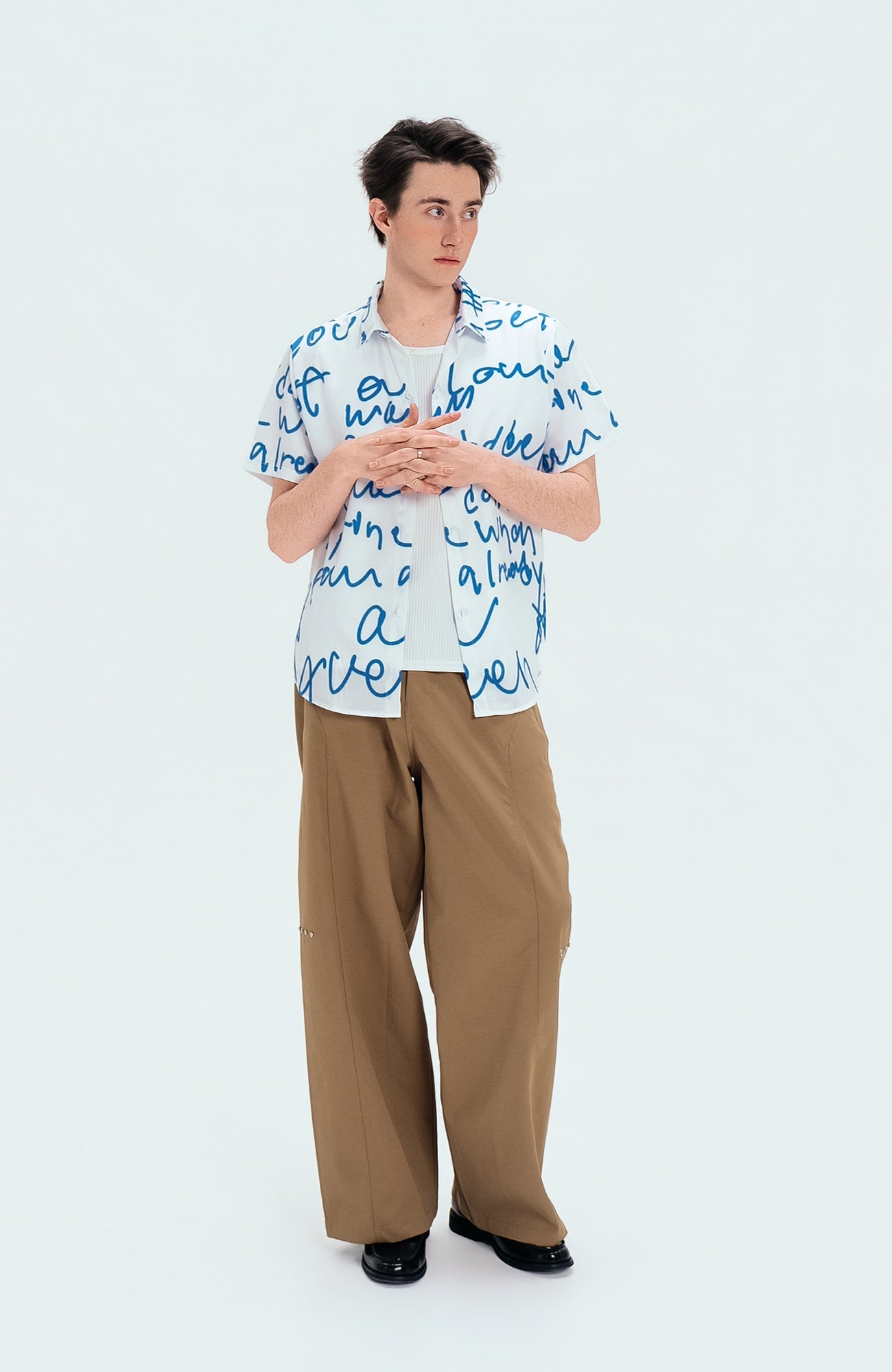 WIID All-Over Letter Cuban Half Shirt-Half shirt-M (Preorder)-Free Shipping Leatheretro