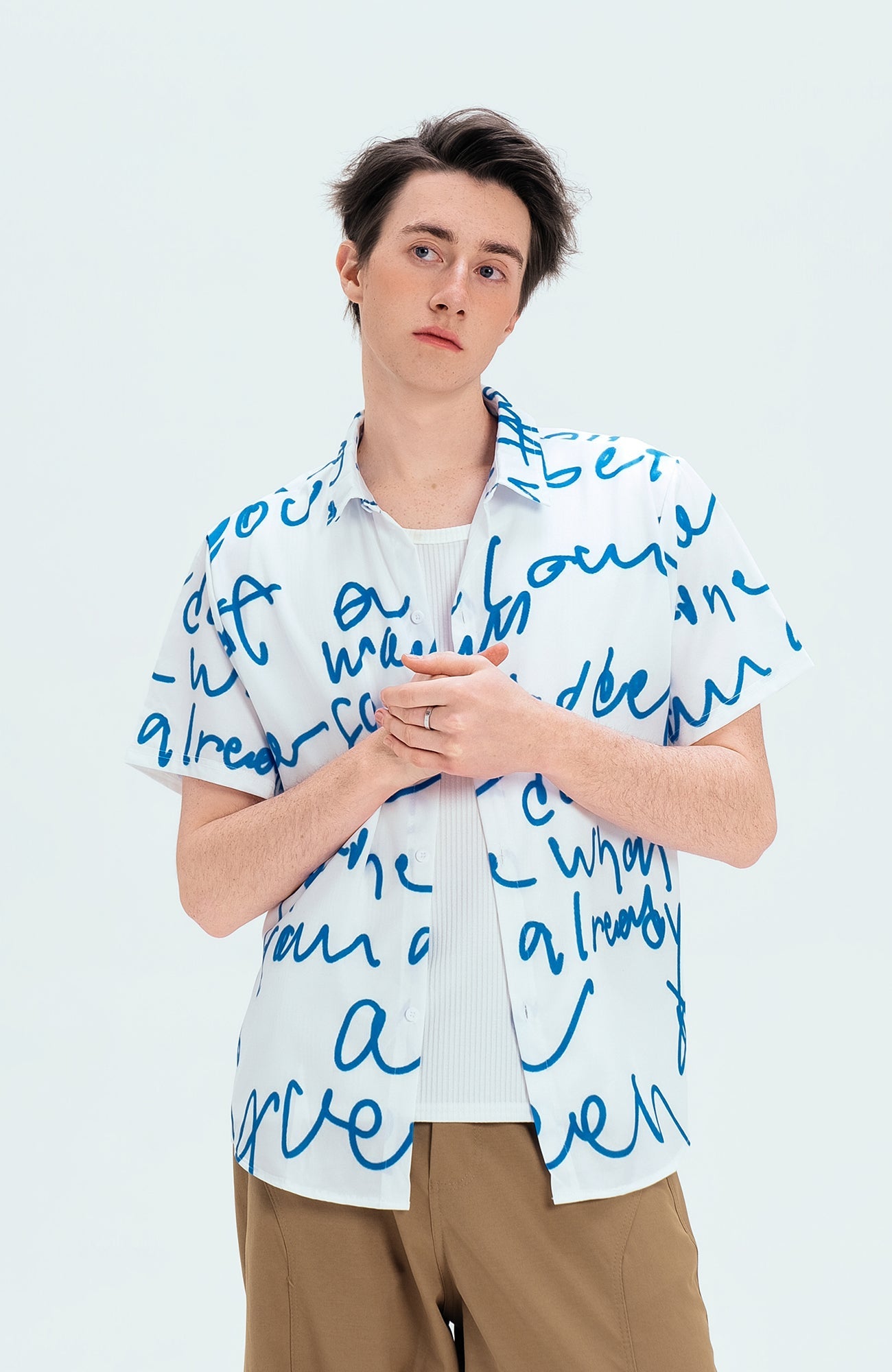 WIID All-Over Letter Cuban Half Shirt-Half shirt-M (Preorder)-Free Shipping Leatheretro
