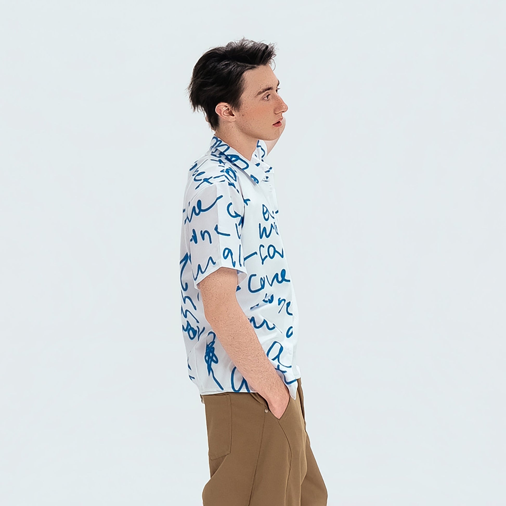 WIID All-Over Letter Cuban Half Shirt-Half shirt-M (Preorder)-Free Shipping Leatheretro