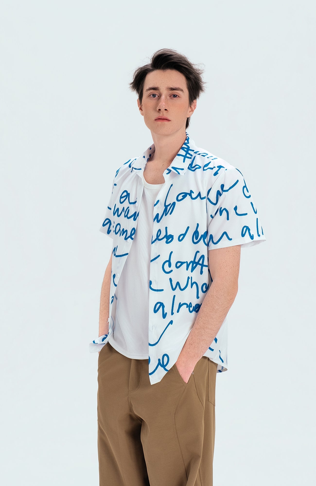 WIID All-Over Letter Cuban Half Shirt-Half shirt-M (Preorder)-Free Shipping Leatheretro