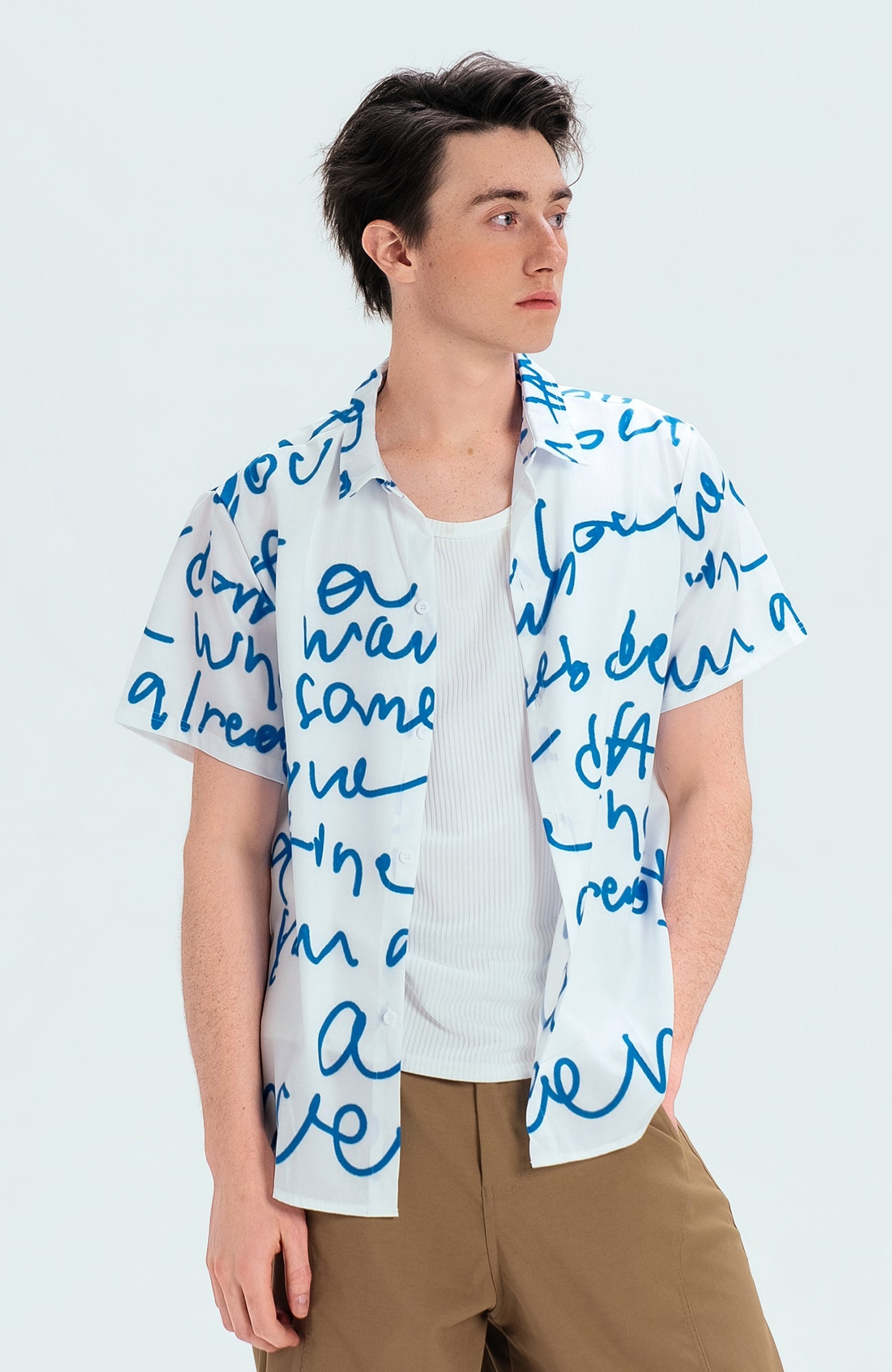 WIID All-Over Letter Cuban Half Shirt-Half shirt-M (Preorder)-Free Shipping Leatheretro