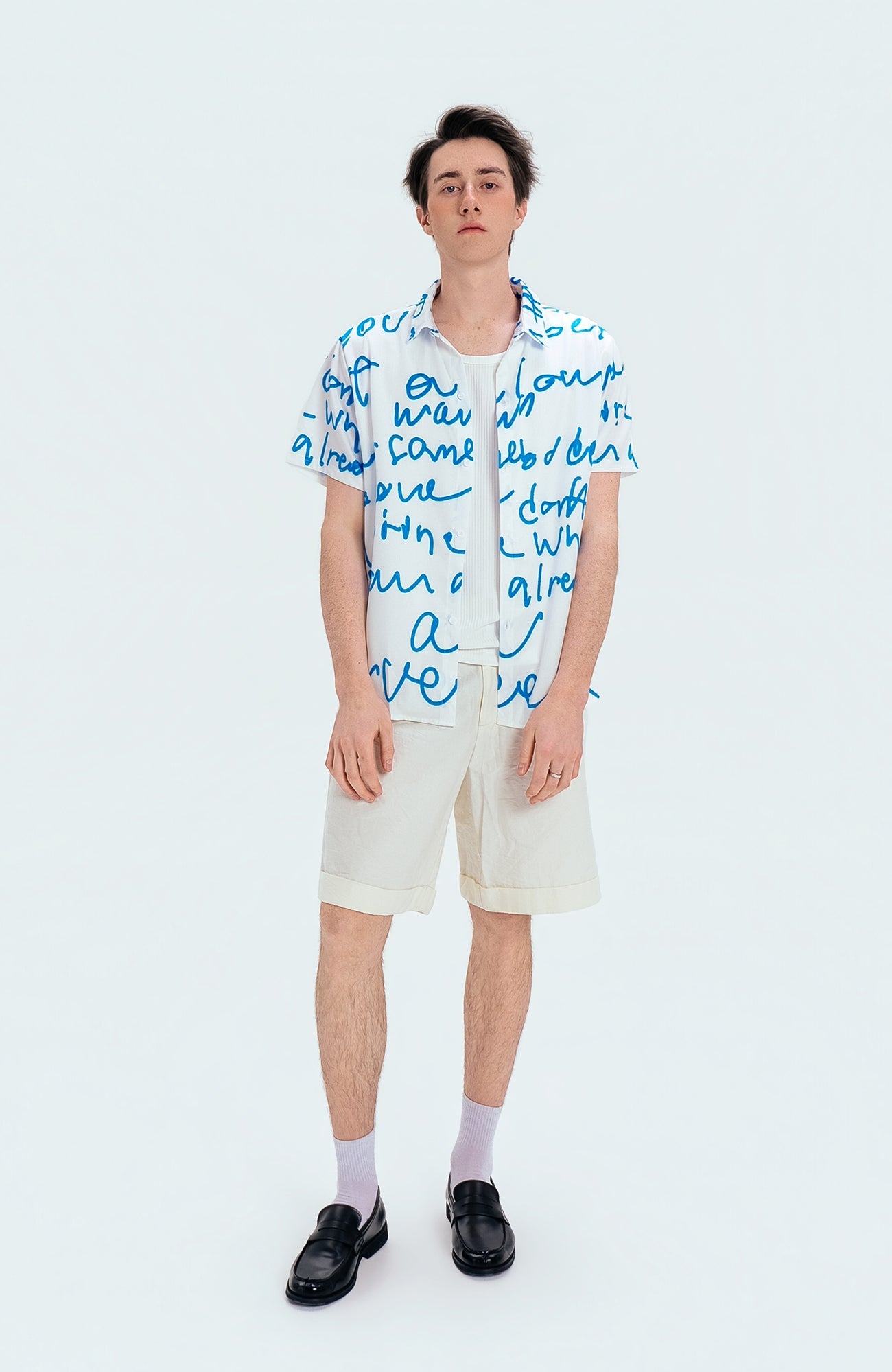 WIID All-Over Letter Cuban Half Shirt-Half shirt-M (Preorder)-Free Shipping Leatheretro