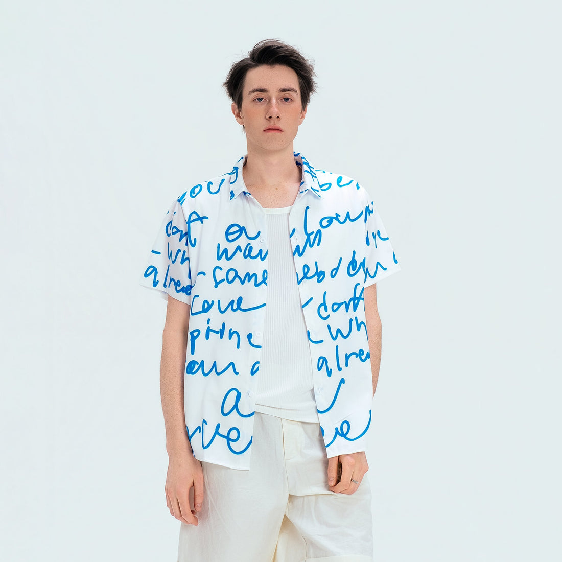 WIID All-Over Letter Cuban Half Shirt-Half shirt-M (Preorder)-Free Shipping Leatheretro