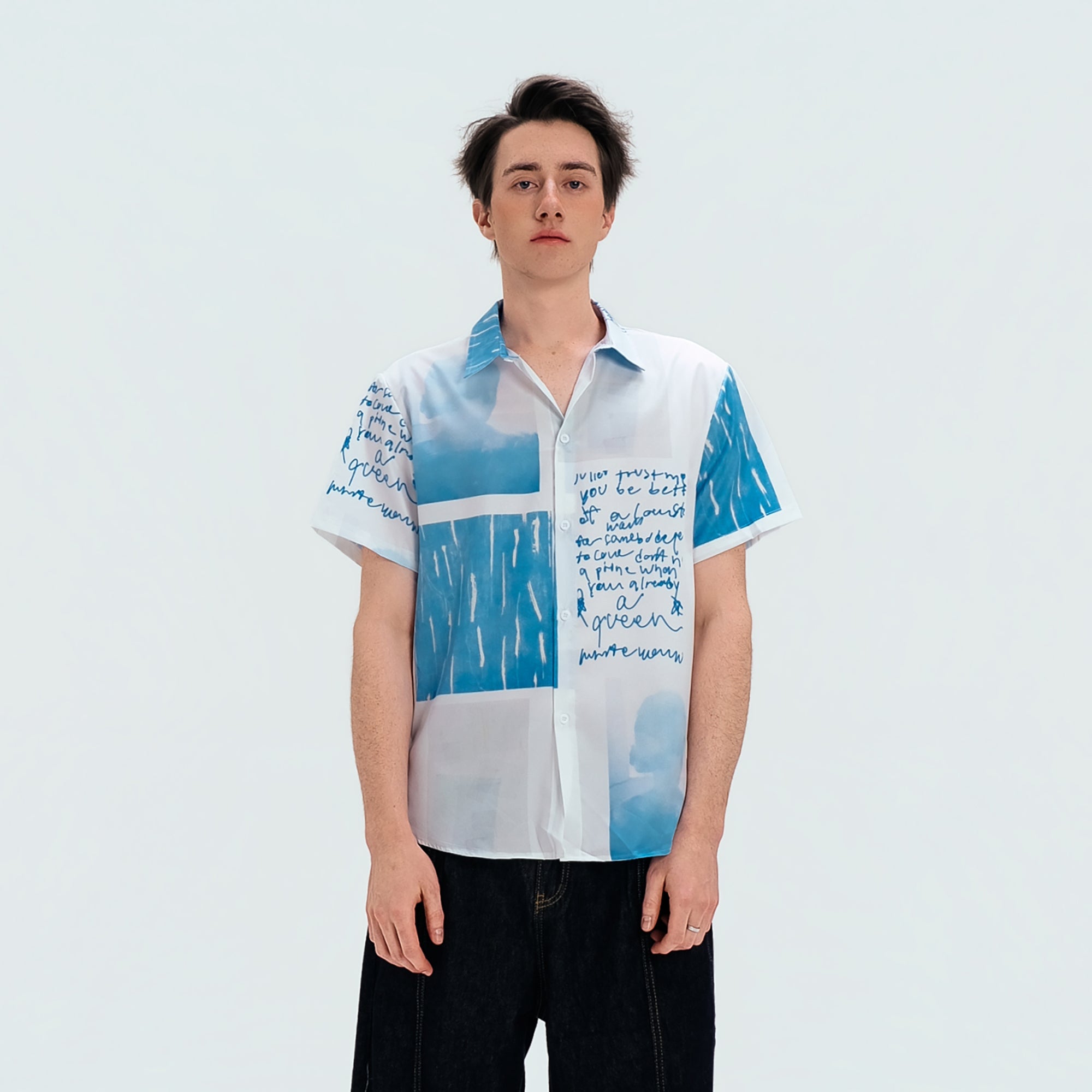 WIID Paneled Full-Print Half Shirt-Half shirt-M (Preorder)-Free Shipping Leatheretro