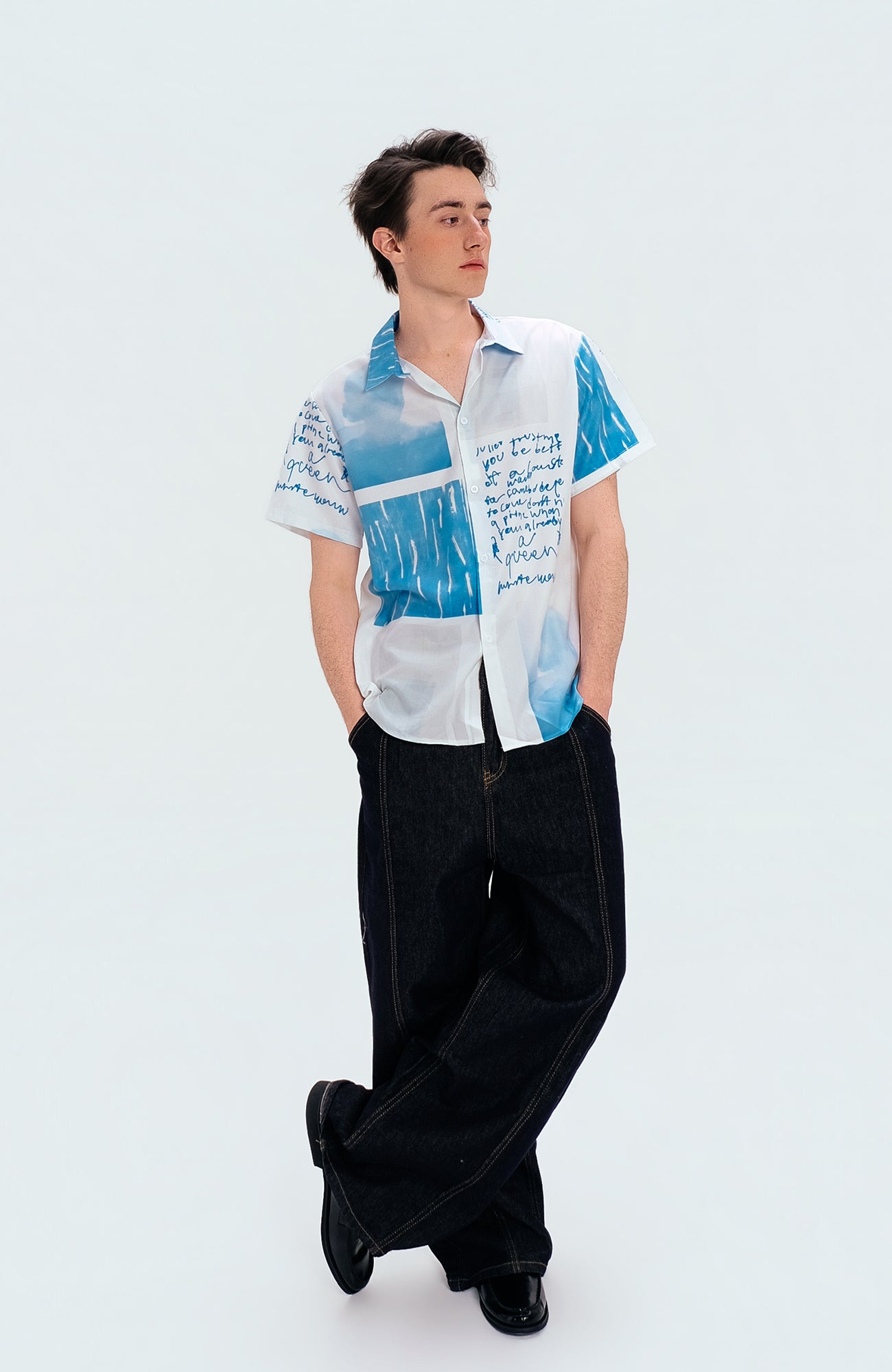 WIID Paneled Full-Print Half Shirt-Half shirt-M (Preorder)-Free Shipping Leatheretro