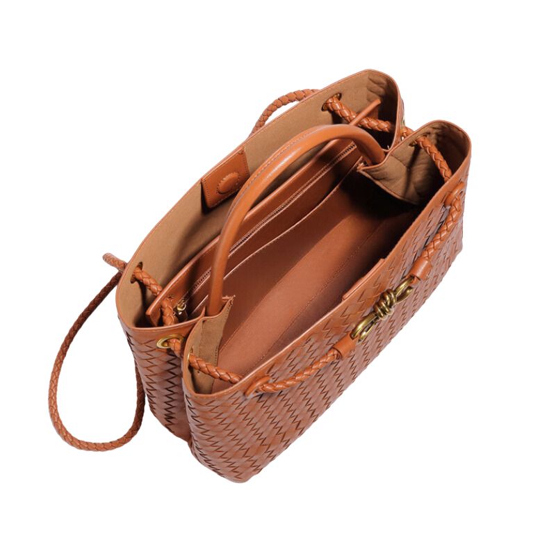 Hand Woven Large Capacity Tote Handbag-Tote Bag-Travertine Green-Free Shipping Leatheretro