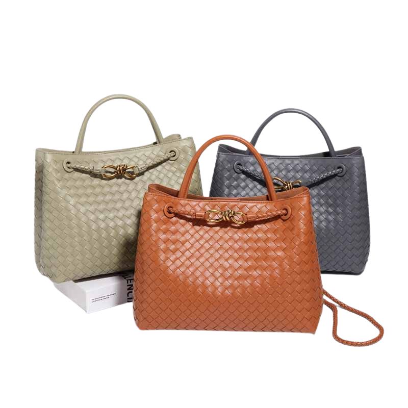Hand Woven Large Capacity Tote Handbag-Tote Bag-Travertine Green-Free Shipping Leatheretro