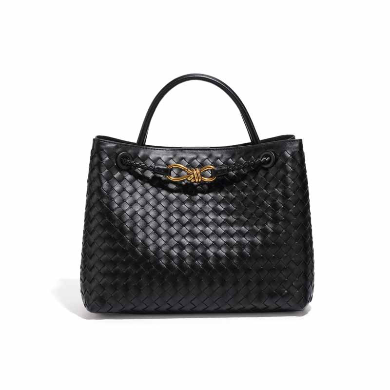 Hand Woven Large Capacity Tote Handbag-Tote Bag-Black-Free Shipping Leatheretro
