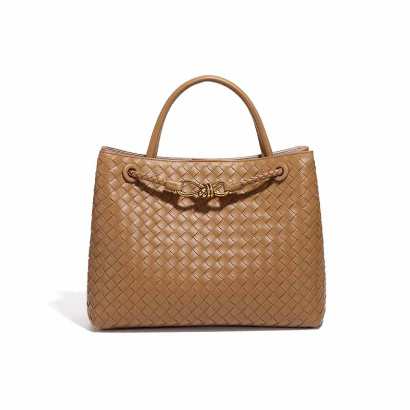 Hand Woven Large Capacity Tote Handbag-Tote Bag-Travertine Green-Free Shipping Leatheretro