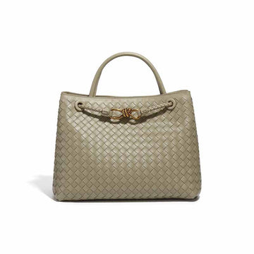 Hand Woven Large Capacity Tote Handbag-Tote Bag-Travertine Green-Free Shipping Leatheretro