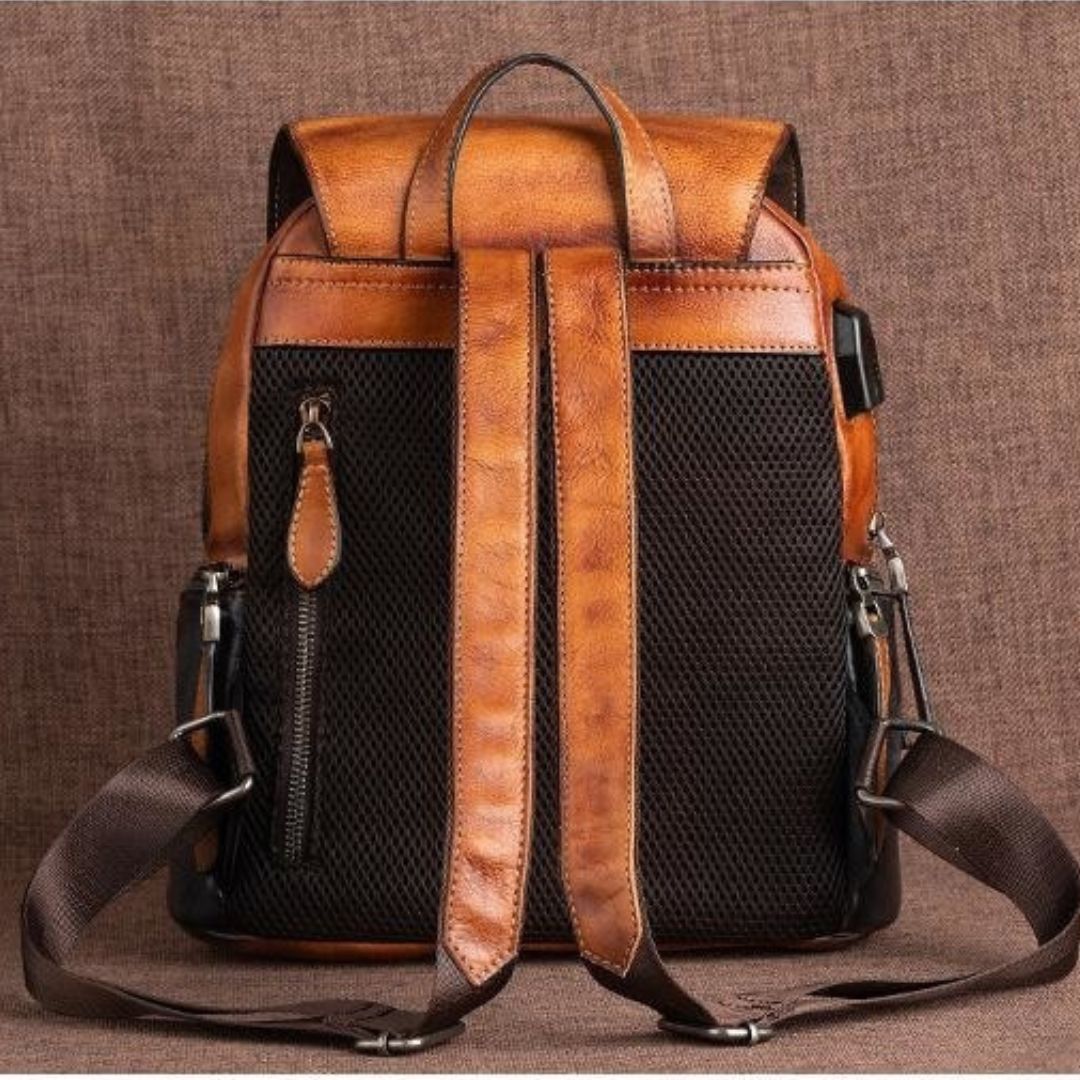 Handmade Embossed Vintage Fashion Backpack-Backpacks-Gray-Free Shipping Leatheretro