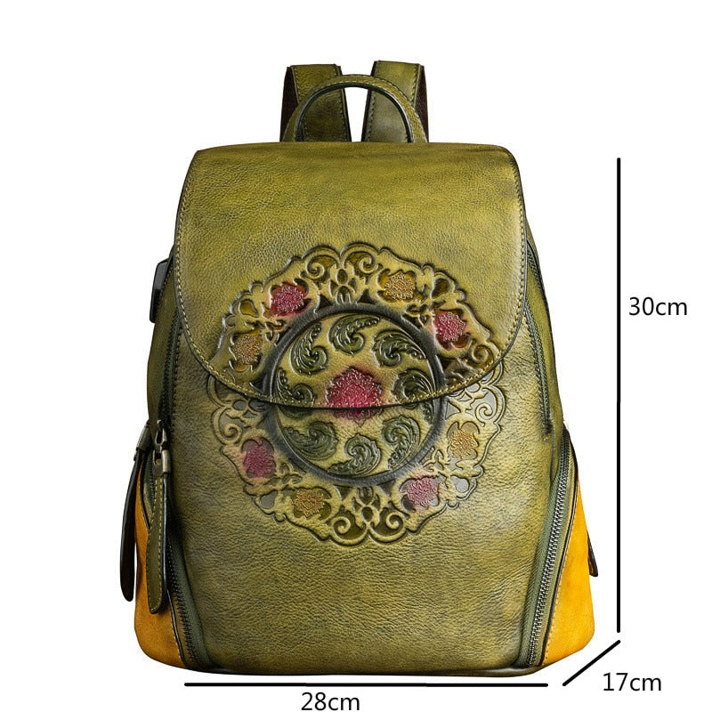 Handmade Embossed Vintage Fashion Backpack-Backpacks-Gray-Free Shipping Leatheretro