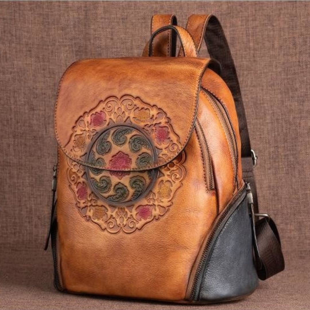 Handmade Embossed Vintage Fashion Backpack-Backpacks-Gray-Free Shipping Leatheretro