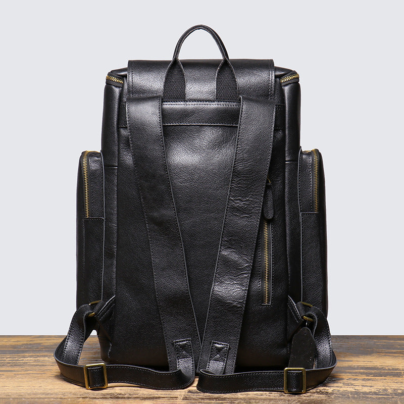 Cowhide Leather Backpack – High-Capacity Men’s Travel, Hiking & Laptop Satchel Bag-Backpacks-Brown-Free Shipping Leatheretro
