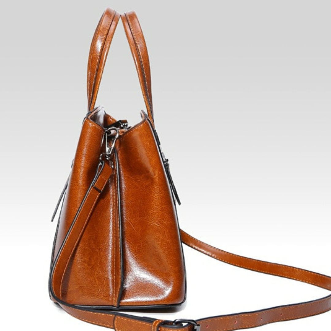 Oil Wax Cowhide Cross body Handbag-Handbags-Gray-Free Shipping Leatheretro