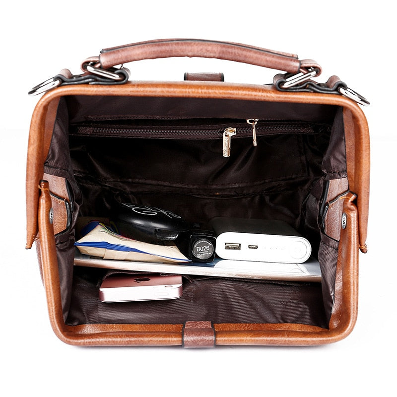 Hip Smart Leather Riveted Cross Body Shoulder Bag-Handbags-Pink-Free Shipping Leatheretro