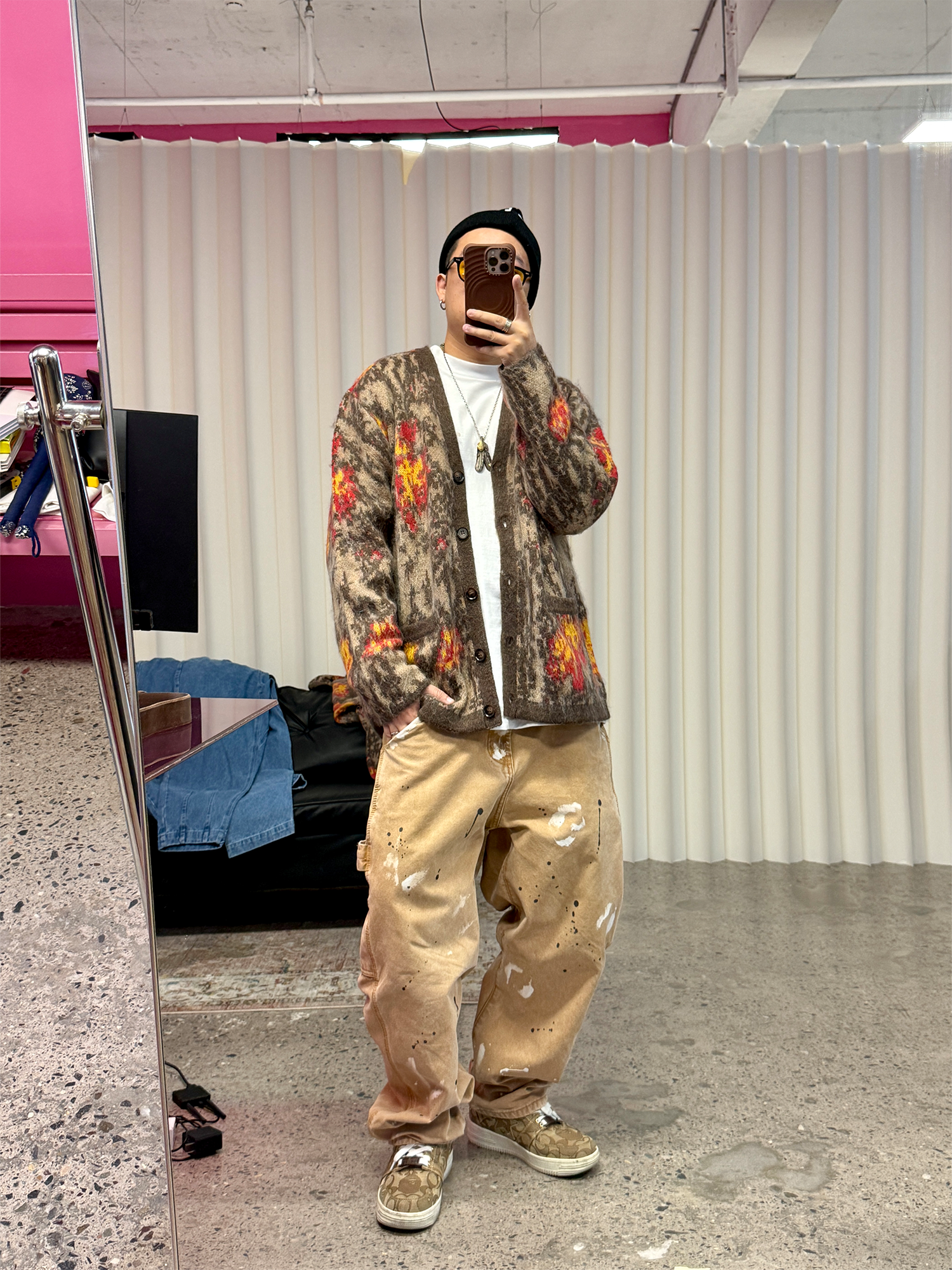 ME DA IGUAL Fuzzy Jacquard Floral Cardigan-Cardigan-M-Free Shipping Leatheretro