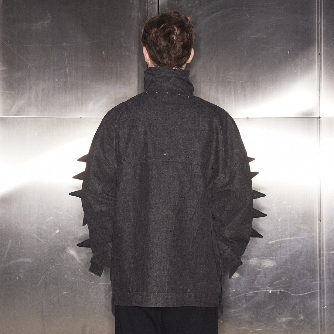 KADAKADA Spiked Multi-Pocket Denim Jacket-Jacket-M-Free Shipping Leatheretro