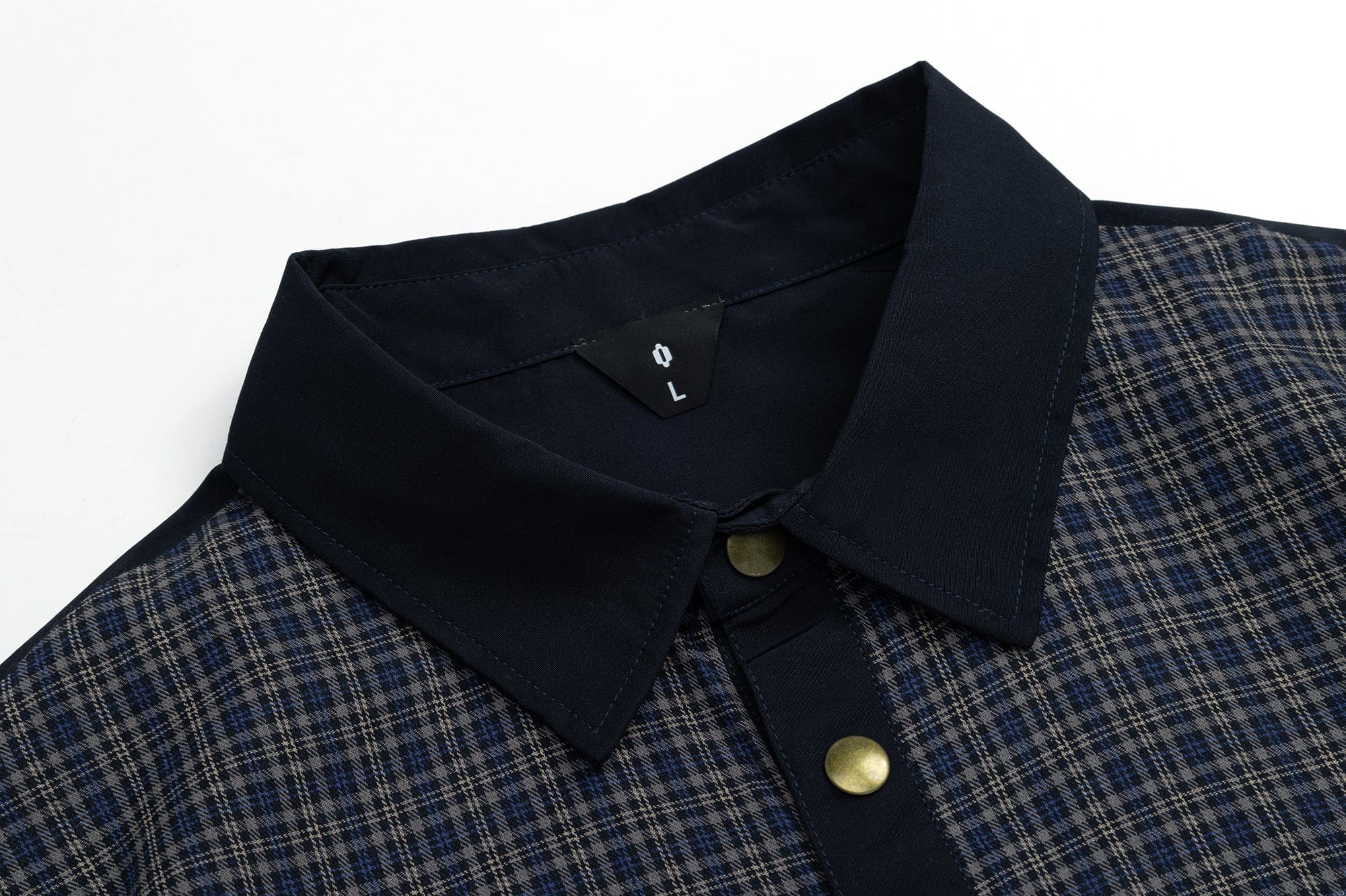 OVDY Retro Spliced Plaid Polo T-Shirt-T Shirt-Blue-S-Free Shipping Leatheretro