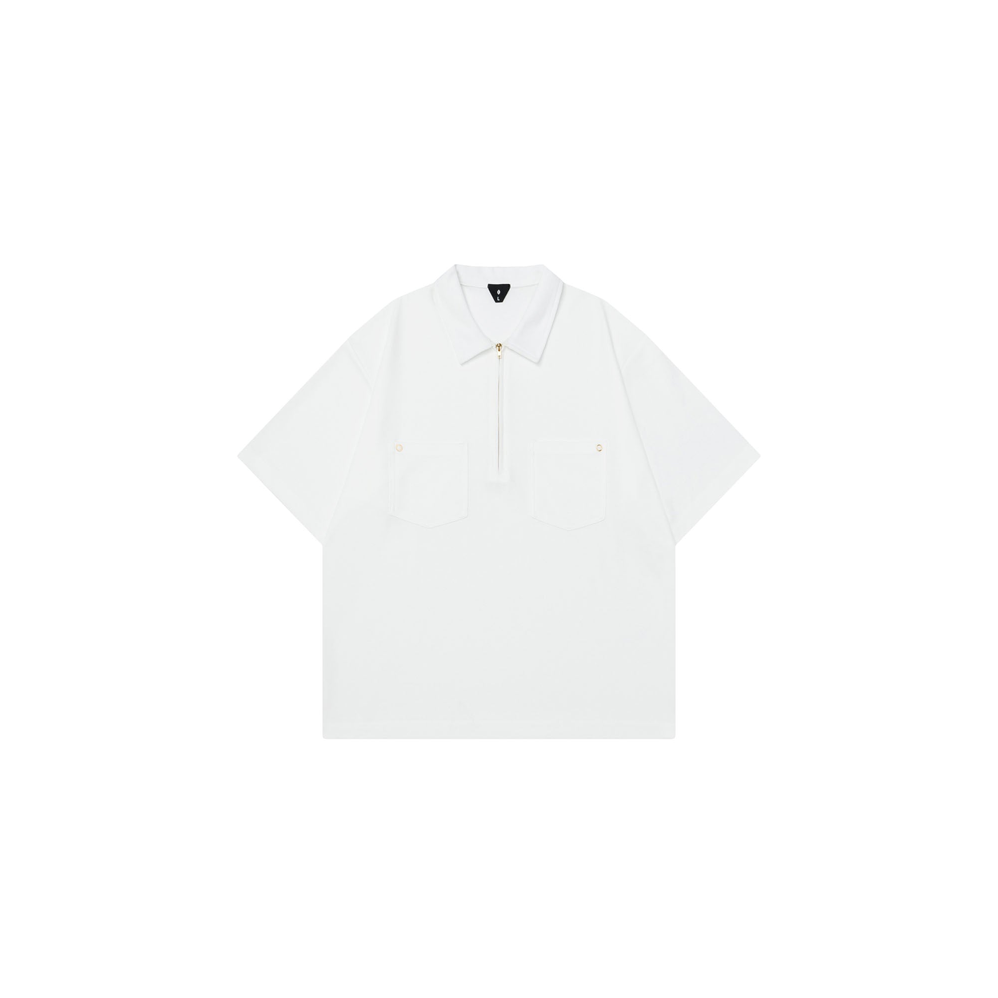 OVDY Essential Half-Zip Polo Pocket T-Shirt-T Shirt-White-S-Free Shipping Leatheretro