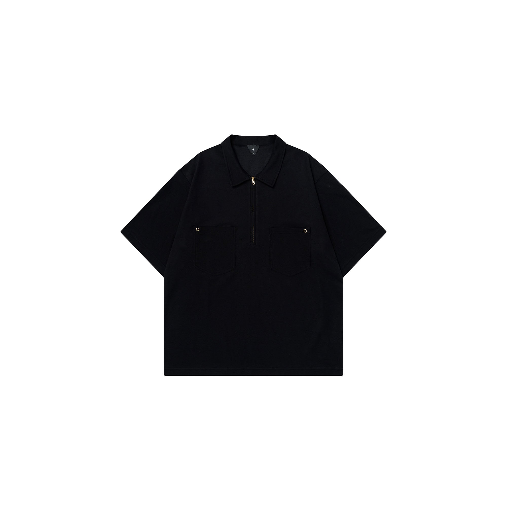 OVDY Essential Half-Zip Polo Pocket T-Shirt-T Shirt-Black-S-Free Shipping Leatheretro