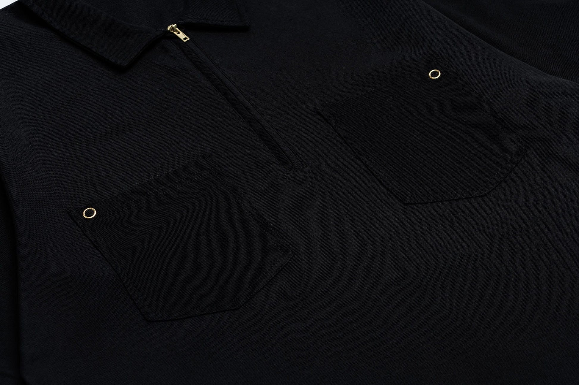 OVDY Essential Half-Zip Polo Pocket T-Shirt-T Shirt-Black-S-Free Shipping Leatheretro